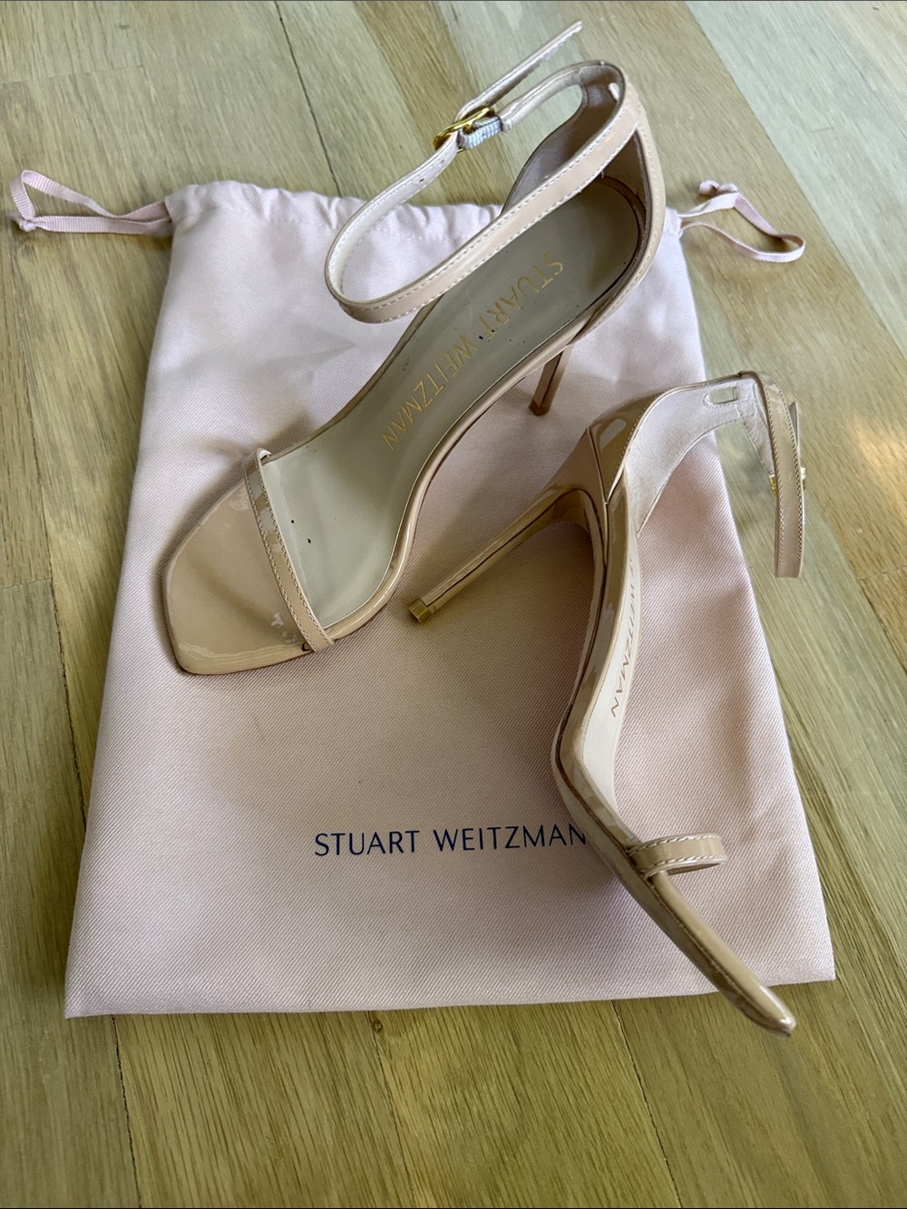 Stuart Weitzman Nudistcurve Patent Leather Heeled Sandals